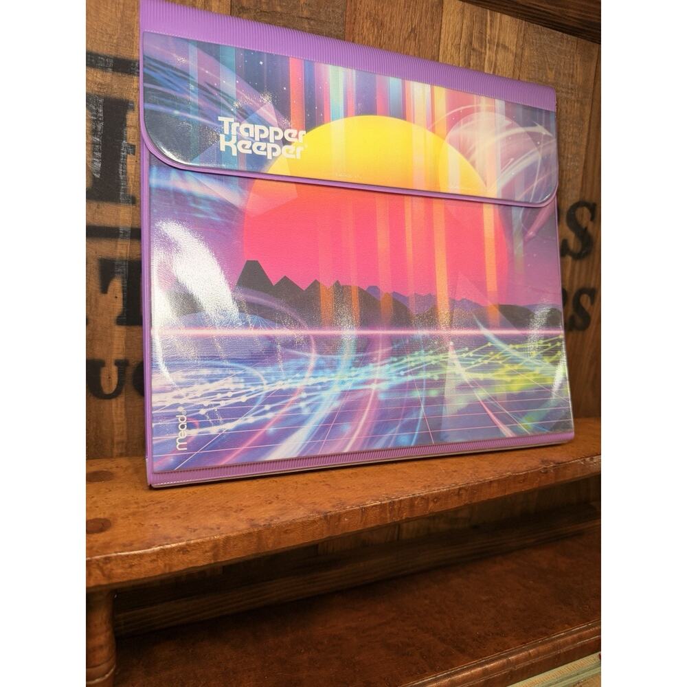 Vintage Trapper Keeper Retro 80’s Pink Sunset Binder 3-Ring Pocket Clip Board